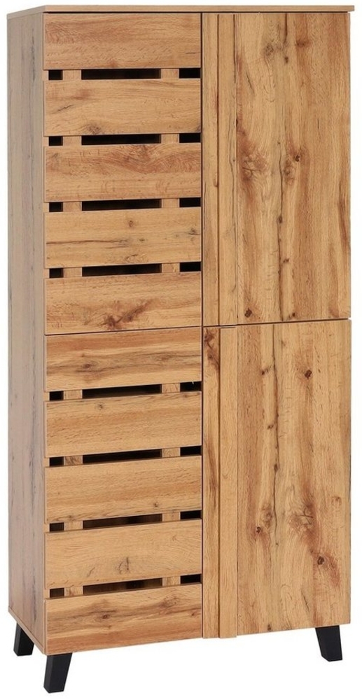 MCW Hochschrank Schrank HWC-M46 Paletten-Design, Mit 8 Staufächern Bild 1