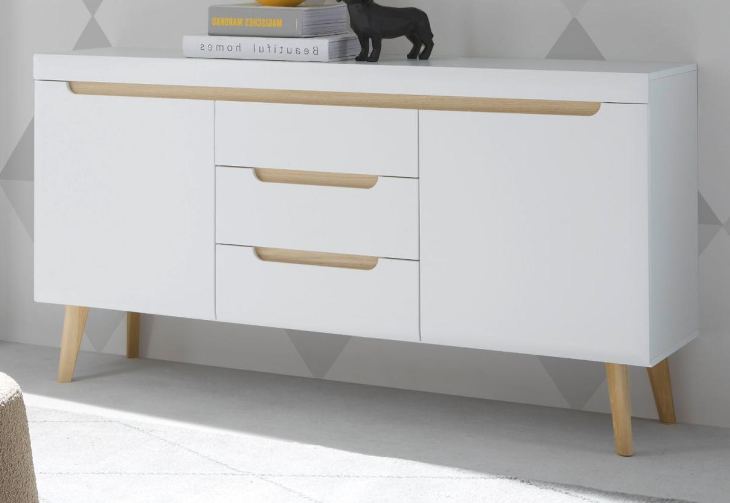 Sideboard Isgard in weiß und Eiche 160 cm Bild 1