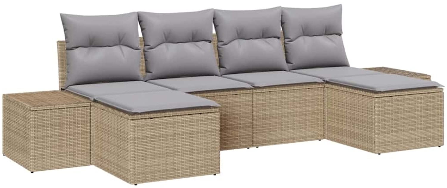 vidaXL Garten-Sofa-Set mit Kissen 4 pcs Beige und Hellgrau Poly-Rattan 3355839 Bild 1
