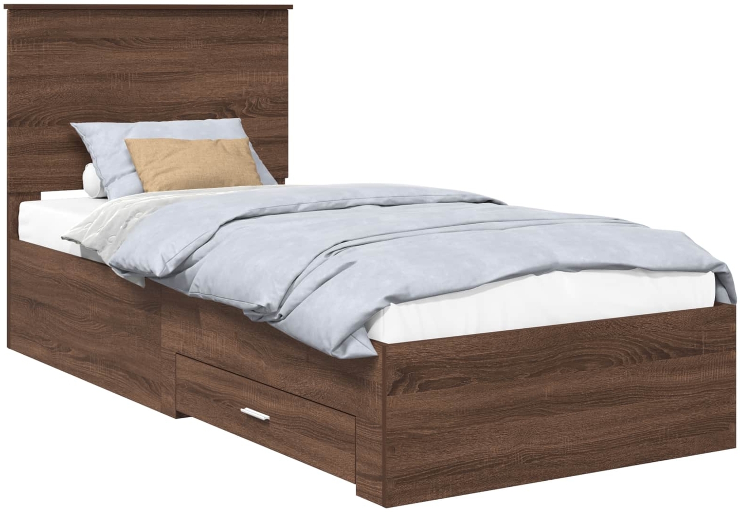 vidaXL Bettrahmen Braune Eiche und Silber 100x200 cm Holzwerkstoff 3409691 Bild 1