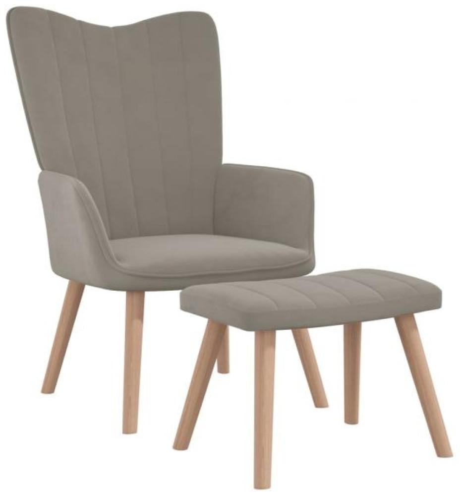 vidaXL Relaxsessel mit Hocker Hellgrau Samt [327666] Bild 1