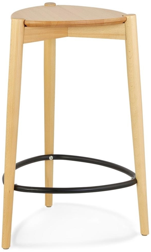 Kadima Design Barhocker Beige | 65cm | Eschenholz | Ergonomisch | Fußstütze aus Metall | Küche | bis 120kg Bild 1