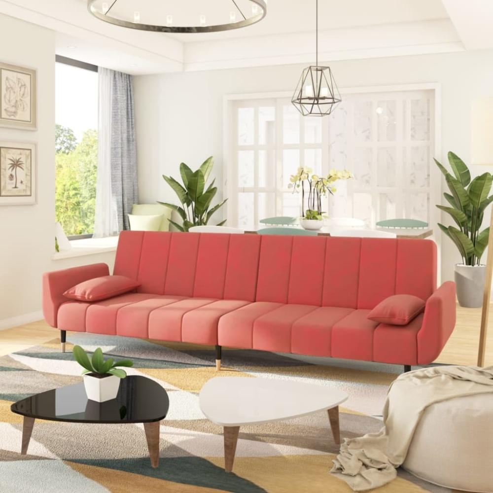 Schlafsofa 2-Sitzer mit 2 Kissen Rosa Samt [337586] Bild 1