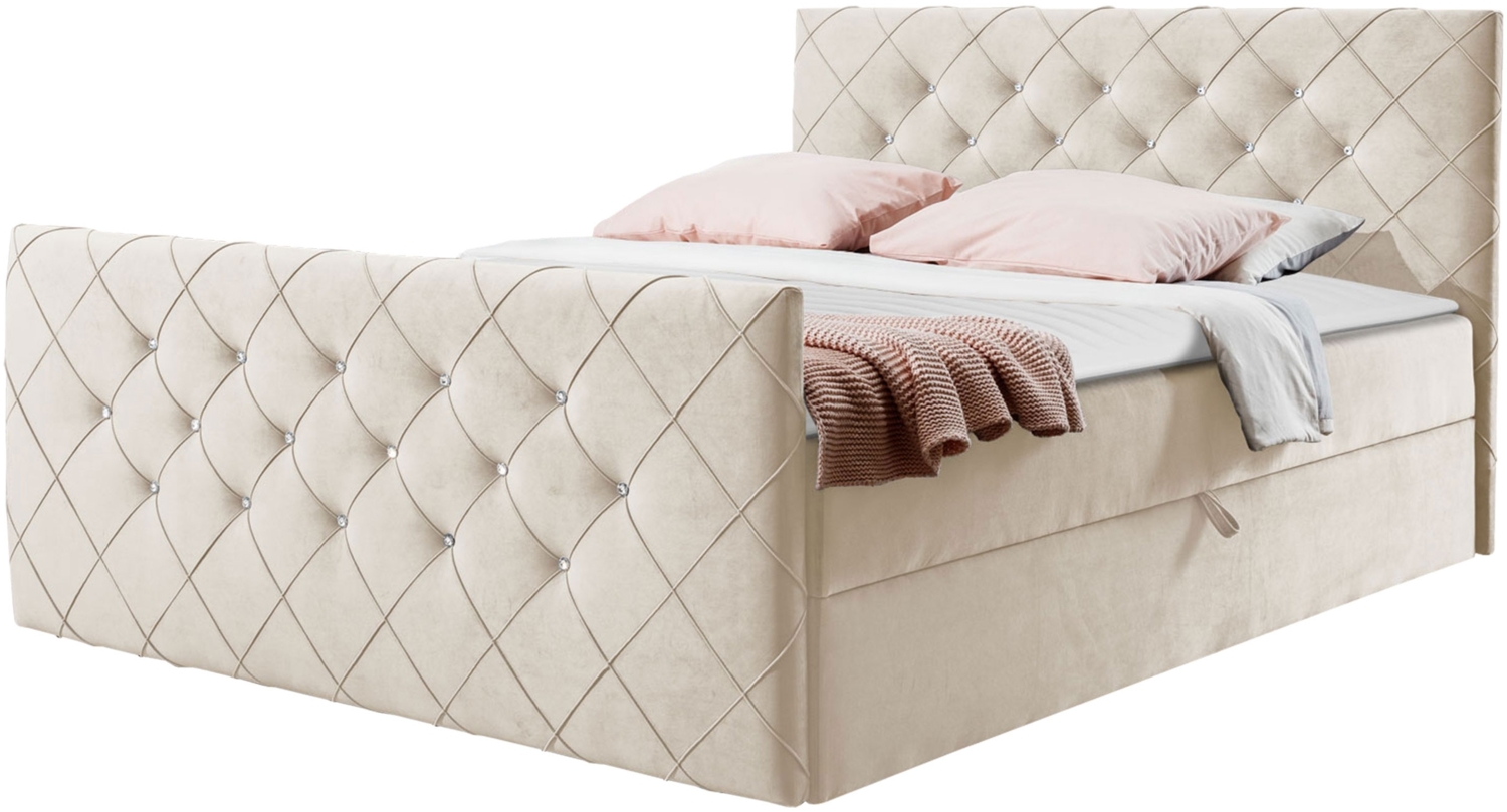 Boxspringbett Utren, Creme, 180 x 200 cm Bild 1