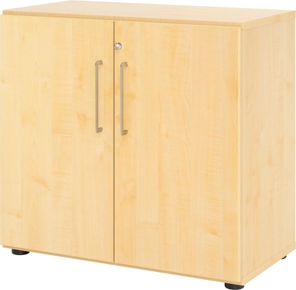 bümö Aktenschrank abschließbar, Büroschrank Holz 80cm breit in Ahorn - abschließbarer Schrank mit Aktenregal für's Büro & Arbeitszimmer, Büro Möbel Ordnerschrank mit Schloss, 928T2-3-3-BS Bild 1