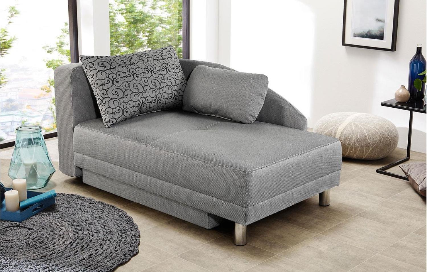 Schlafsofa ROY Stoff grau inkl. Bettkasten Kissen 84x200 cm Bild 1