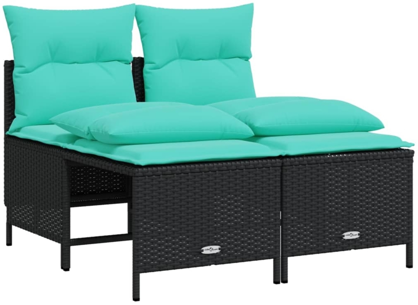 vidaXL 4-teiliges Gartensofa-Set mit Kissen, schwarzes Polyrattan 368379 Bild 1