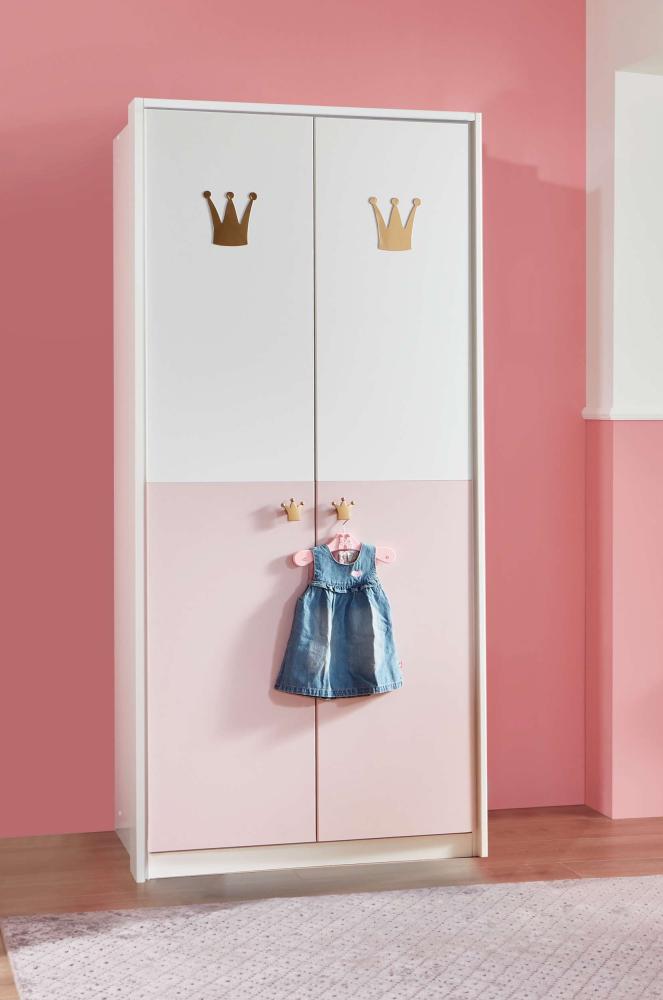 Stylefy Emilie I Kleiderschrank Weiß Pastellrosa Bild 1