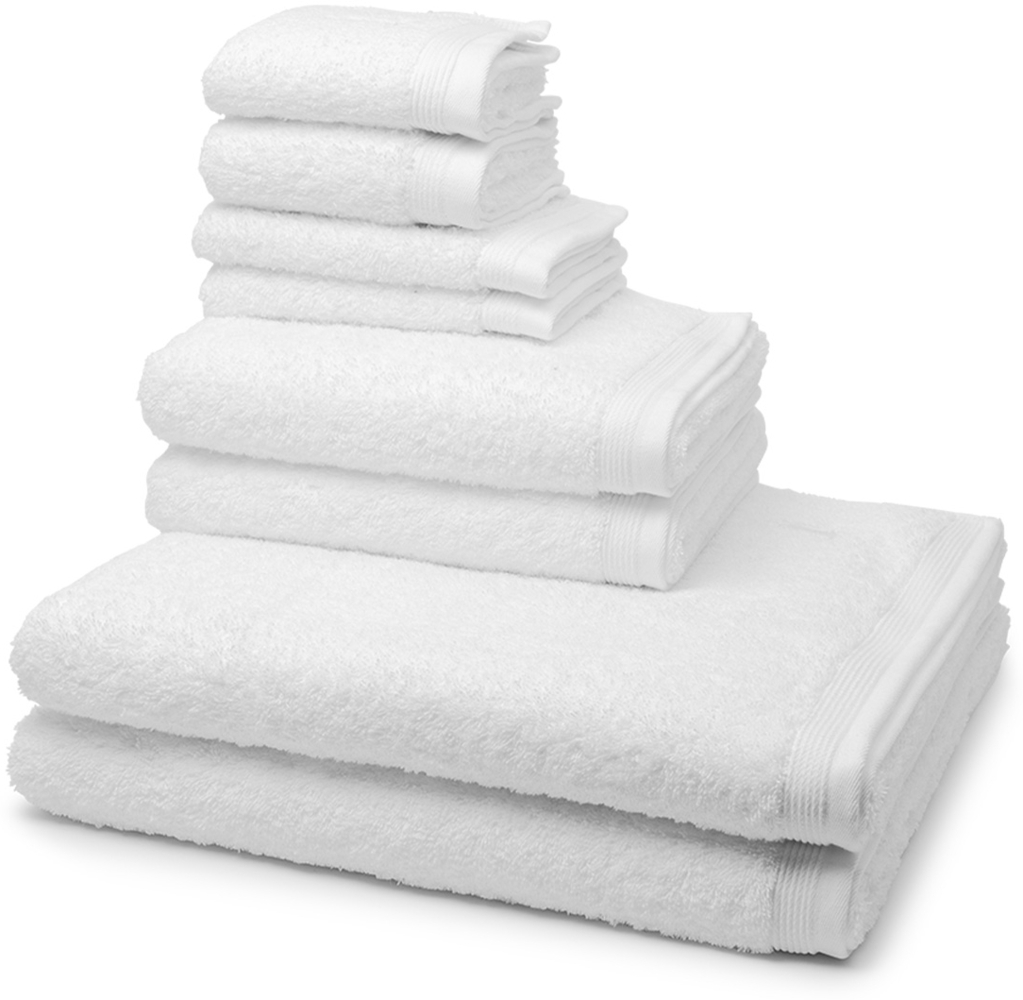 Möve Superwuschel 8 tlg. Frottier-Set - 2 X Handtuch (50 X 100cm), 2 X Duschtuch (80 X 150cm), 2 X Gästetuch (30 X 50cm), 2 X Seiftuch (30 X 30cm) - 520 g/m2 - Snow Bild 1