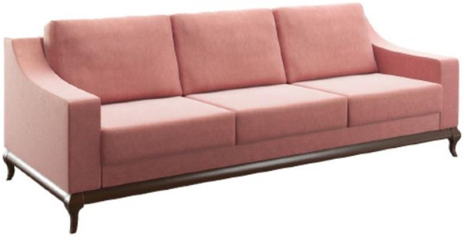 Casa Padrino Luxus Sofa Rosa / Dunkelbraun 225 x 100 x H. 77 cm - Wohnzimmer Sofa mit Schlaffunktion - Wohnzimmer Möbel - Luxus Möbel - Luxus Interior Bild 1