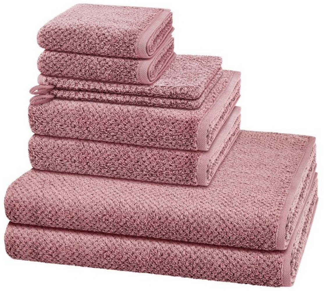 Cawö Pure 8 tlg. Frottier-Set - 2 X Handtuch (50 X 100cm), 2 X Duschtuch (80 X 150cm), 2 X Gästetuch (30 X 50cm), 2 X Waschhandschuh (16 X 22cm) - 494 g/m2 - Vintage rose Bild 1