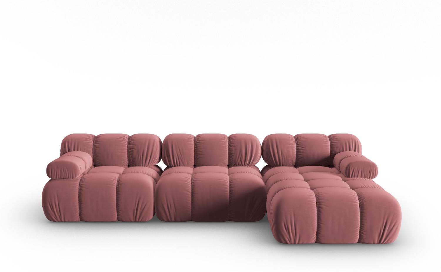 Micadoni Modulares Ecksofa Bellis 4-Sitzer Rechts Samtstoff Rosa Bild 1