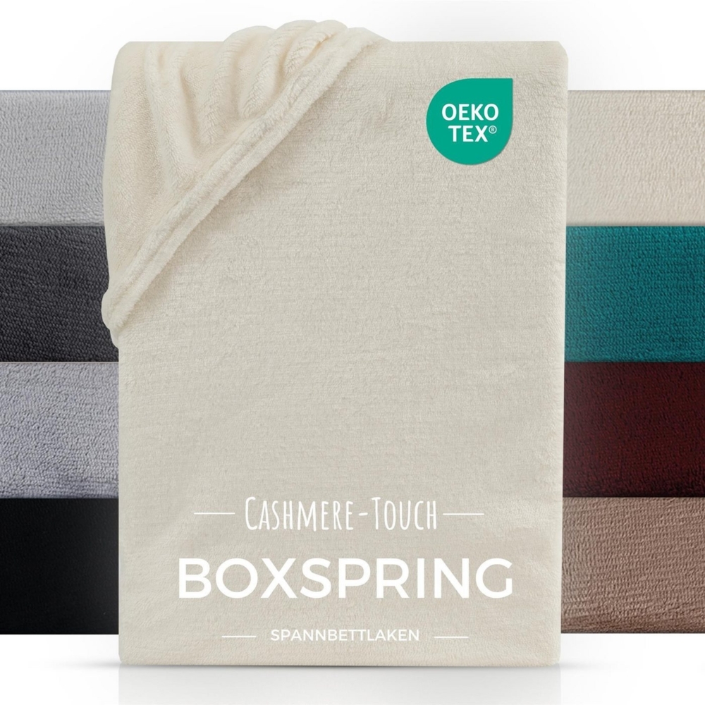 Carpe Sonno Spannbettlaken Boxspring Cashmere Touch Winter warm 180x200 200x200 180x220 200x220, Fleece, Gummizug: rundum, (1 Stück), Wasserbett Spannbettlaken Kuscheliges Spannbetttuch Natur Bild 1