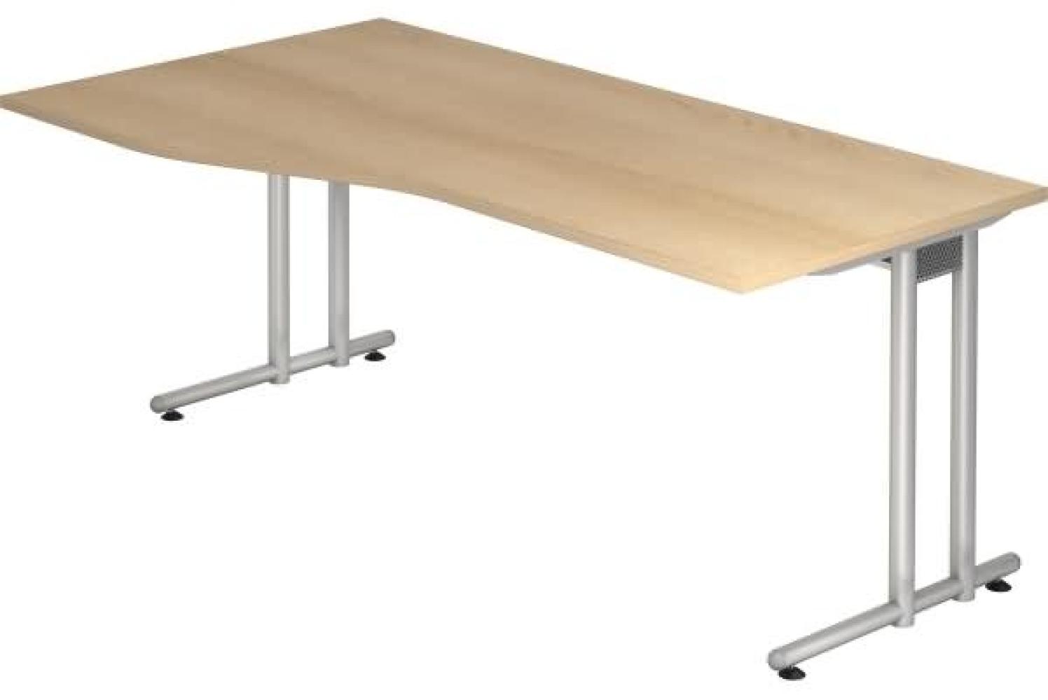 Schreibtisch NS18 C-Fuß 180x100 / 80cm Eiche Gestellfarbe: Silber Bild 1