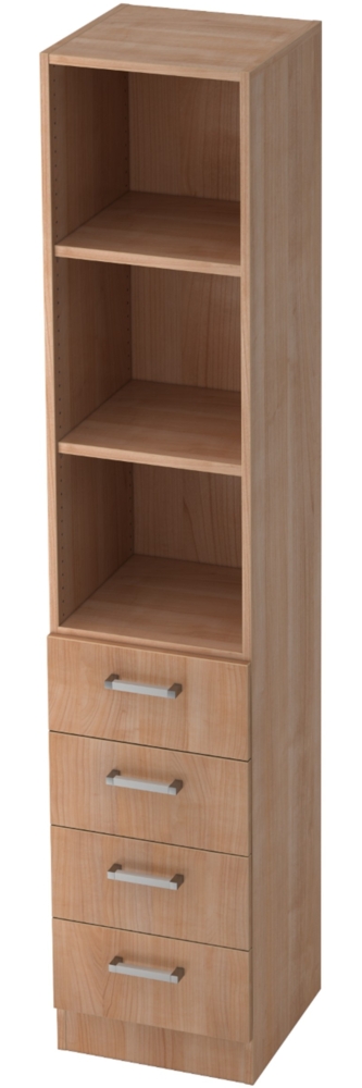 bümö office Aktenschrank Regal mit Schubladen, Büroschrank schmal aus FSC-Holz, 40cm breit in Nussbaum - Aktenregal & Schubladenschrank mit Chromgriffen, Büro Möbel Schrank System, 7600-N-N-CE Bild 1