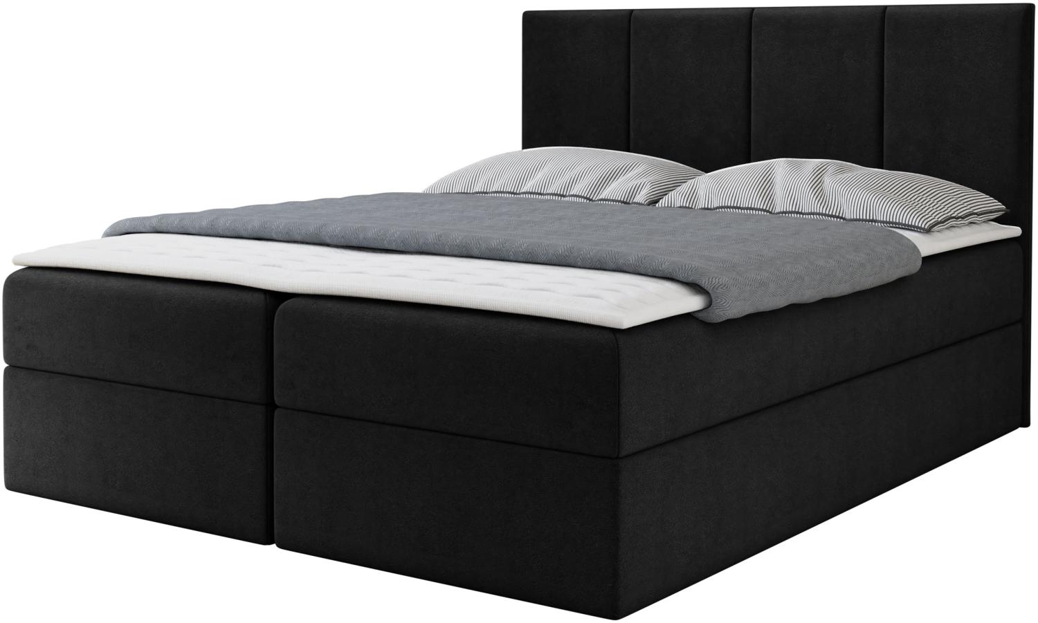 Boxspringbett Rebos, Schwarz, 140 x 200 cm Bild 1