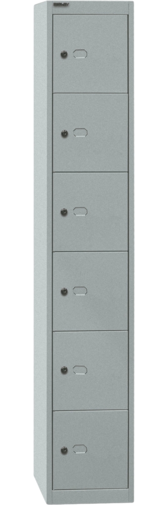 Bisley Garderobenschrank Office mit Schloss aus Stahlblech, 6 Fächer - Schließfächer einzeln abschließbar, Schließfachschrank - Tiefe: 45,7 cm - Farbe: silber, CLK186-355 Bild 1