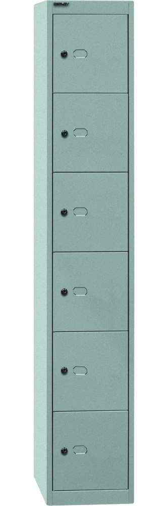 Bisley Garderobenschrank Office mit Schloss aus Stahlblech, 6 Fächer - Schließfächer einzeln abschließbar, Schließfachschrank - Tiefe: 45,7 cm - Farbe: silber, CLK186-355 Bild 1