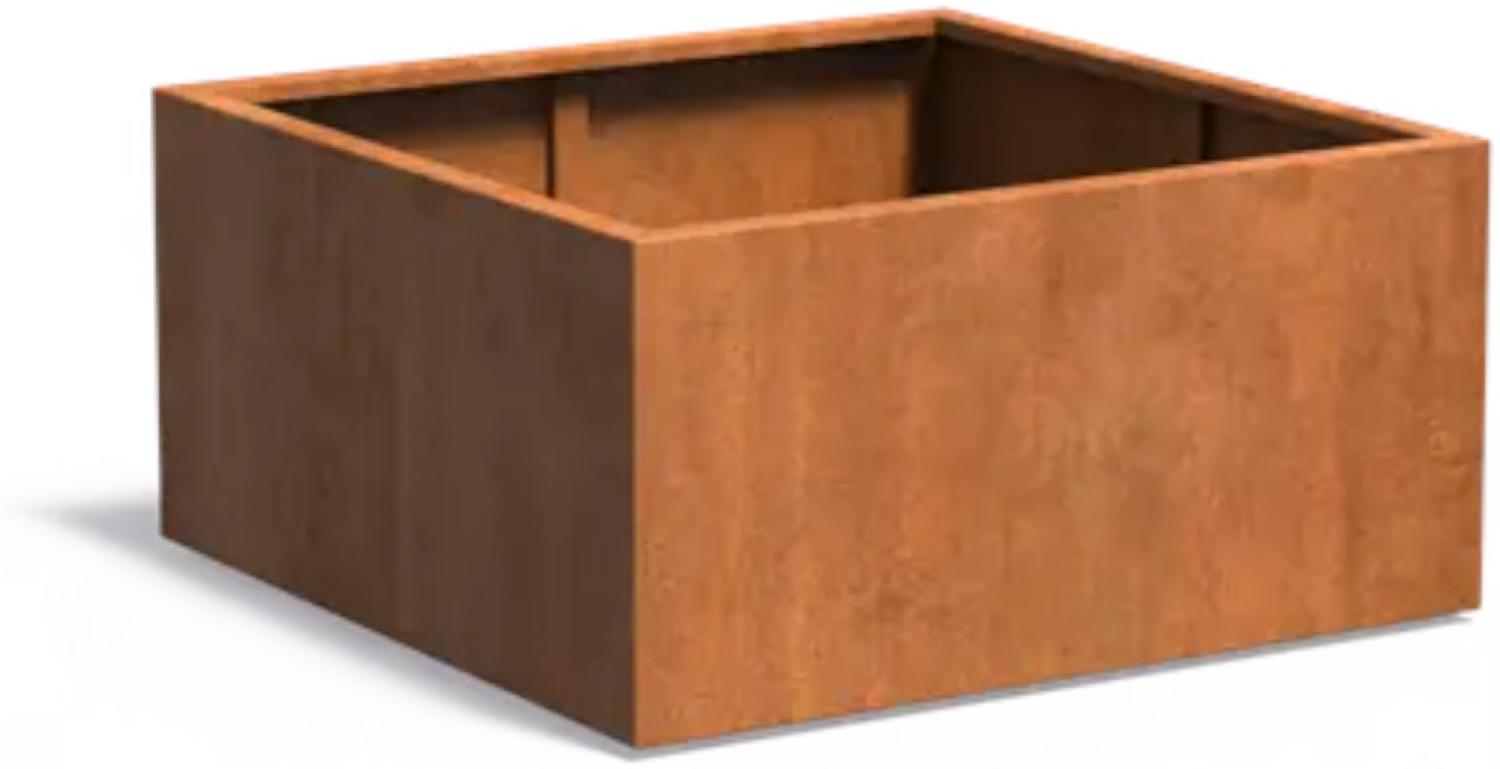 Adezz Pflanzgefäß Carrez Standard Quadrat aus Corten-Stahl Pflanzkübel Größe 120x120x60 cm Bild 1