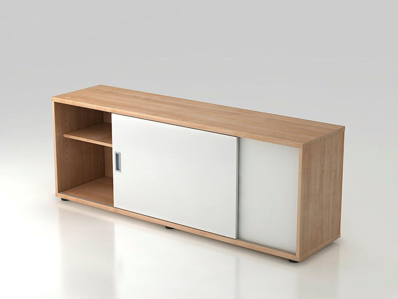 Sideboard 1,5OH beids. nutzbar Nussbaum / Weiß Bild 1