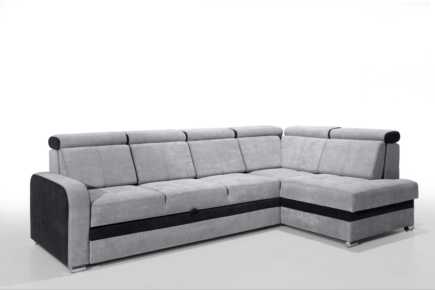 robin Ecksofa mit bettfunktion Eckcouch Kopfstützen mit Abnehmbare Rückenkissen anthrazit (H 95 x T 180 x B 304 cm) Bild 1