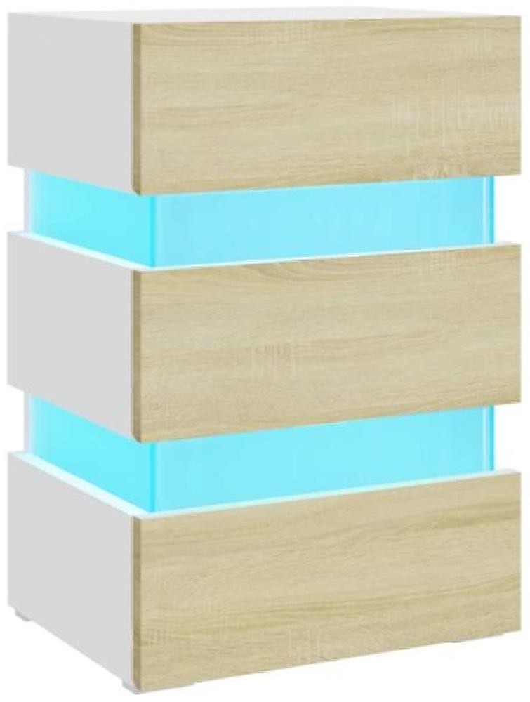 vidaXL LED-Nachttisch Weiß und Sonoma-Eiche 45x35x67 cm Holzwerkstoff 326845 Bild 1