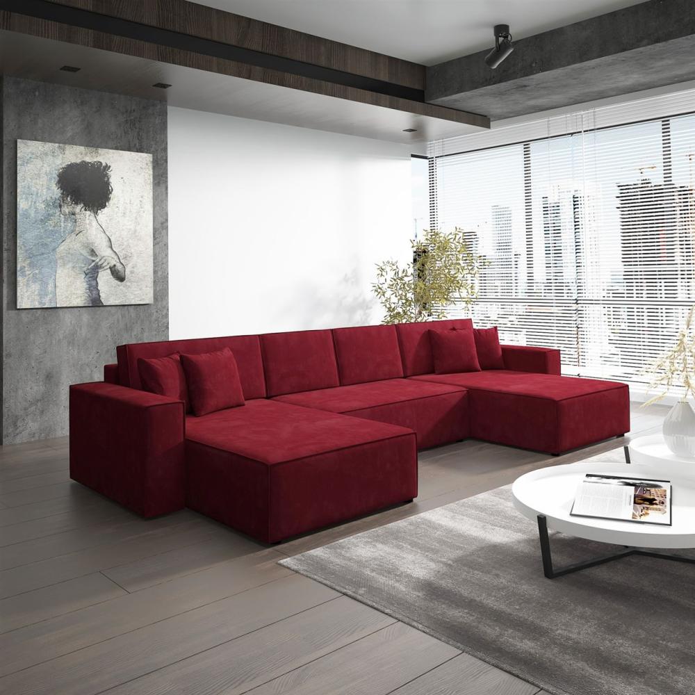 Wohnlandschaft Schlafsofa Sofa CONOR Stoff Kronos Bordeauxrot Bild 1