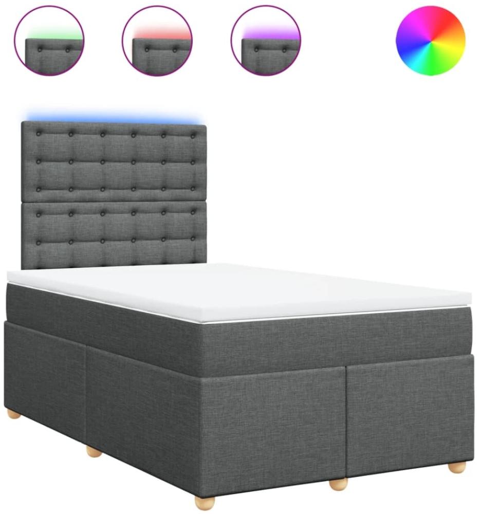 vidaXL Boxspringbett mit Matratze Dunkelgrau 120x200 cm Stoff 3293562 Bild 1