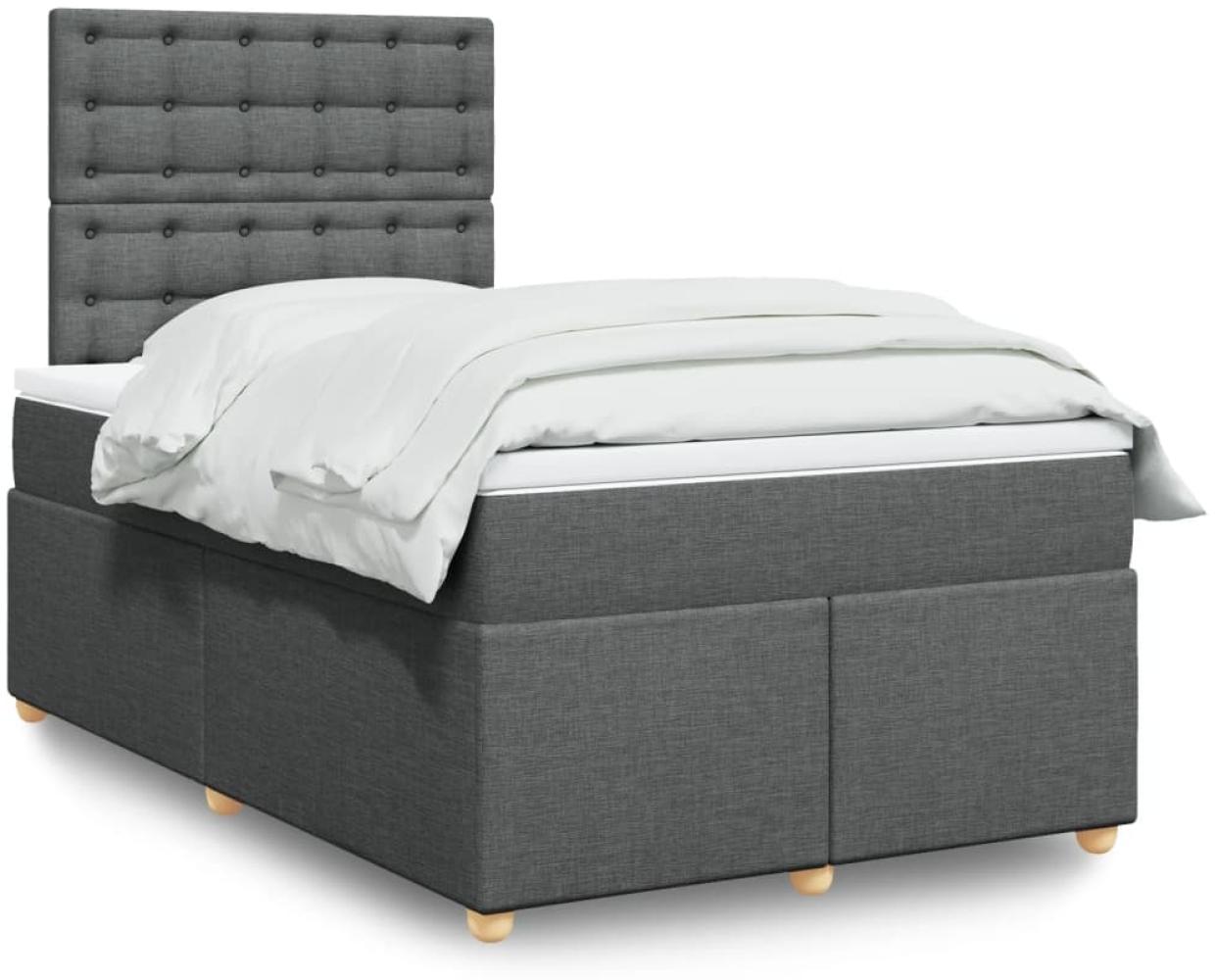 vidaXL Boxspringbett mit Matratze Dunkelgrau 120x200 cm Stoff 3293562 Bild 1