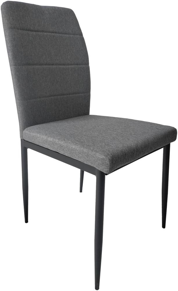 byLIVING Esszimmerstuhl 2er-Set LYRA / Webstoff grau / Ziernaht im Rücken / Gestell Metall schwarz / Esszimmerstuhl / Küchenstuhl / B 46, H 90,5, T 58 cm Bild 1