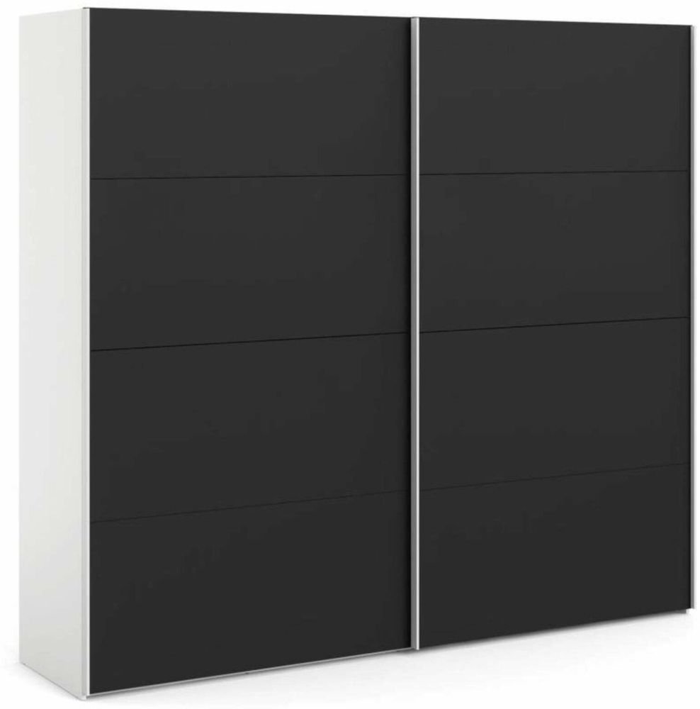 Dmora Kleiderschrank 2 Türen Kauri, Schlafzimmermöbel, Schrank, Garderobe, 243x61 h220 cm, Weiß und Schwarz Bild 1