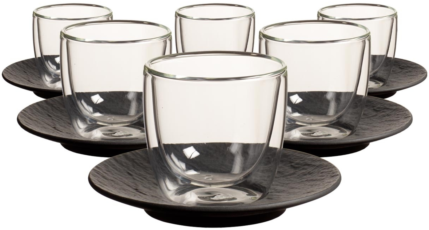 Villeroy & Boch Manufacture Rock Espressoglas mit Untertasse 60 ml 6er Set schwarz Bild 1