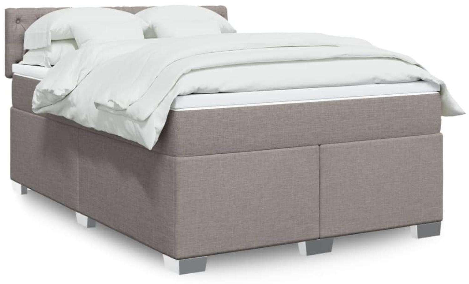 vidaXL Boxspringbett mit Matratze Taupe 160x200 cm Stoff 3288250 Bild 1