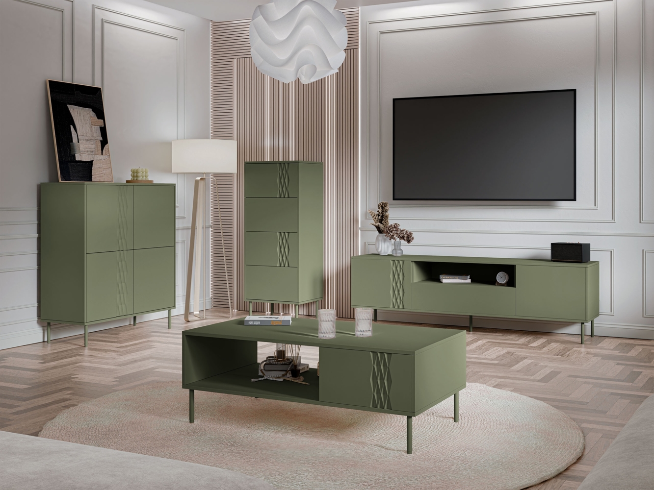 Wohnzimmer-Set Toderko I (Farbe: Grün) Bild 1