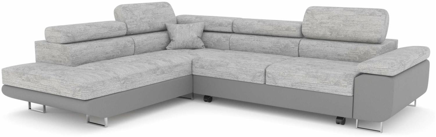 Stylefy Marokko Ecksofa Hellbraun Dunkelbraun Strukturstoff BERLIN Kunstleder MADRYT Links Bild 1