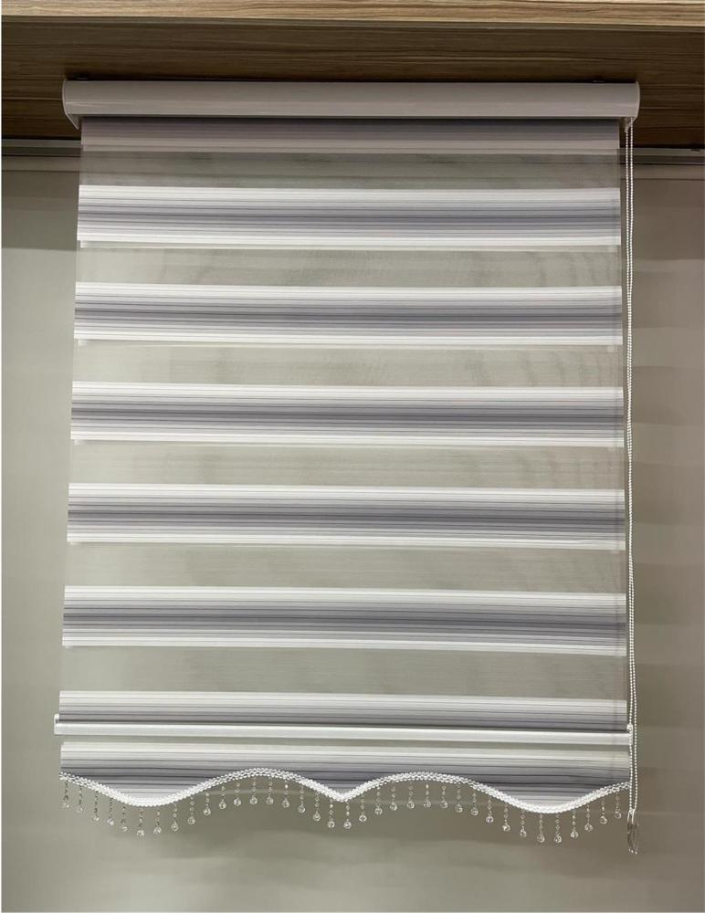 Fenster Rollo Gardine Doppelrollo Aluminiumkassette Zebra BHN Grau Seitenzug Duorollo 130 cm Bild 1
