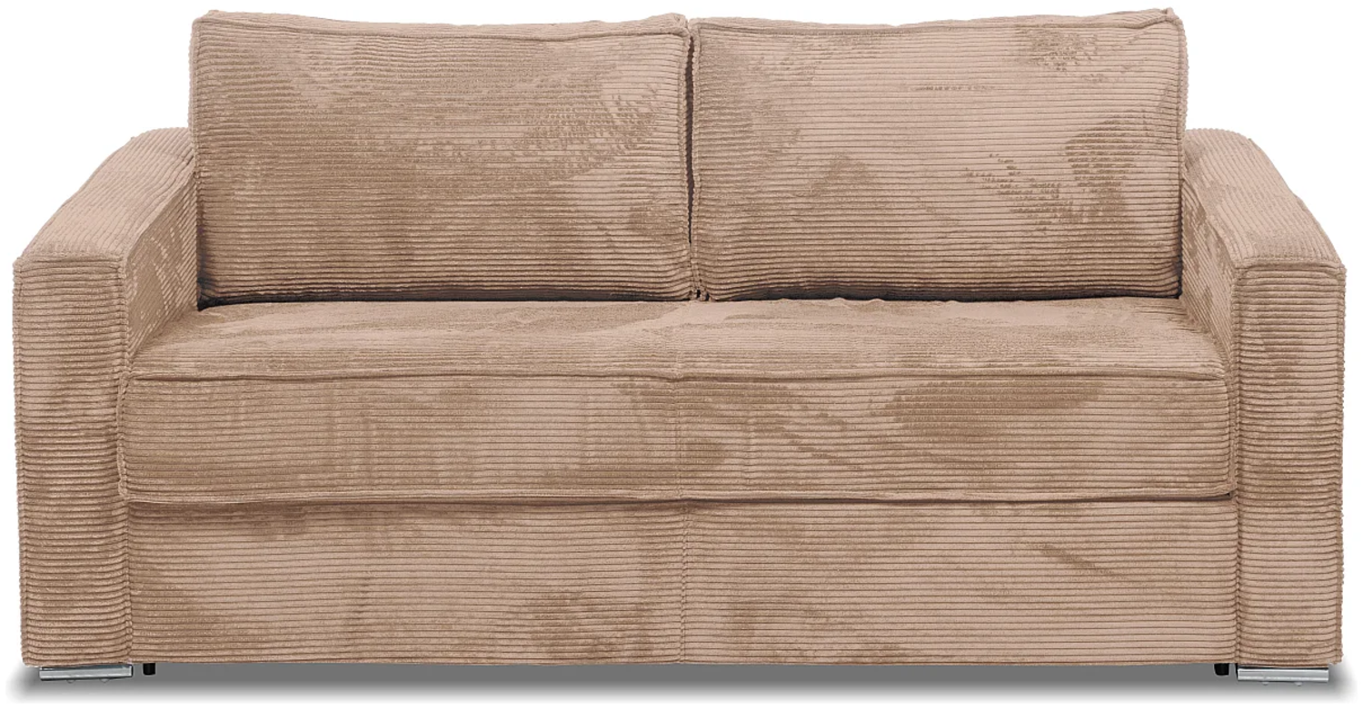 Vente-unique - Schlafsofa mit Matratze 3-Sitzer - Cord - Taupe - Liegefläche mit Lattenrost mit breiten Latten 140 cm - Matratze 14 cm - LORETO Bild 1
