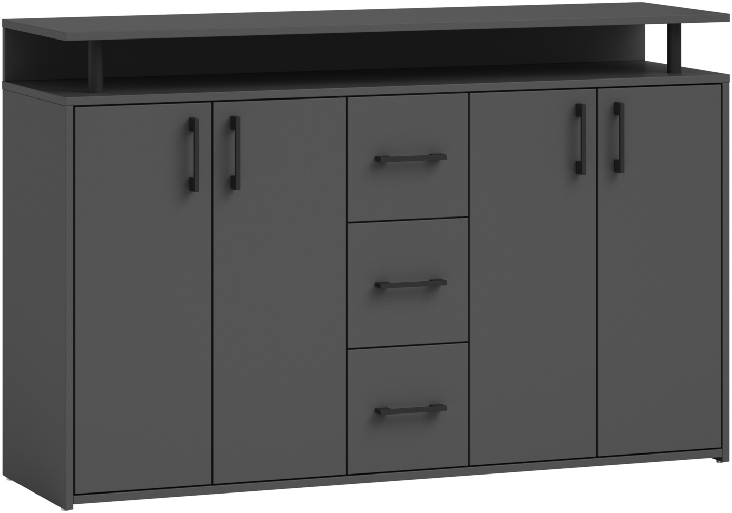 Anrichte >Drift< 4 Türen, 4 Schubladen, in Anthrazit - 139x90x34cm (BxHxT) Bild 1