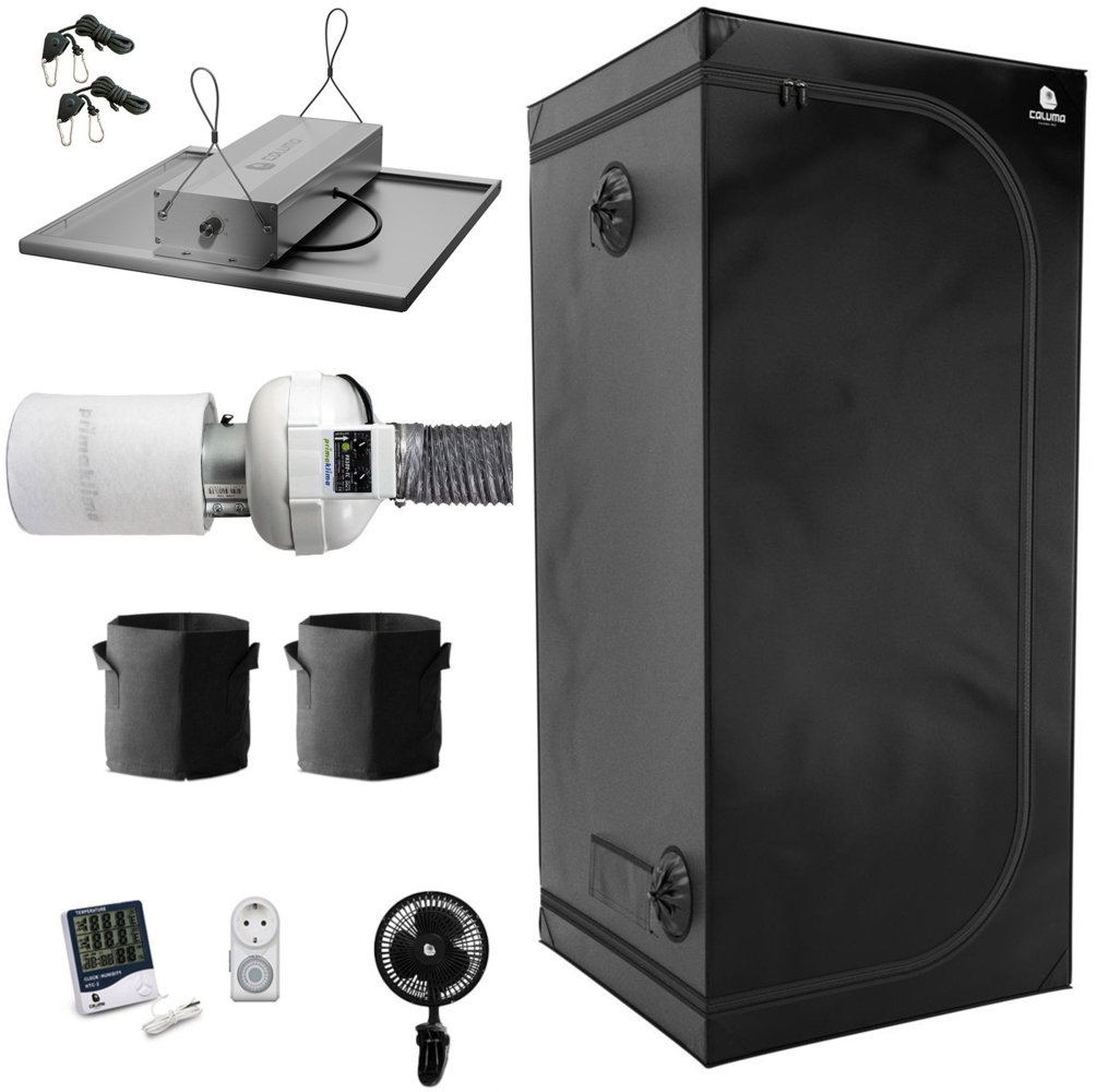 Growbox Komplett Set Classic M - PK Lüfter, für 2 Pflanzen, 80 x 80 x 180 cm, 150W LED Bild 1
