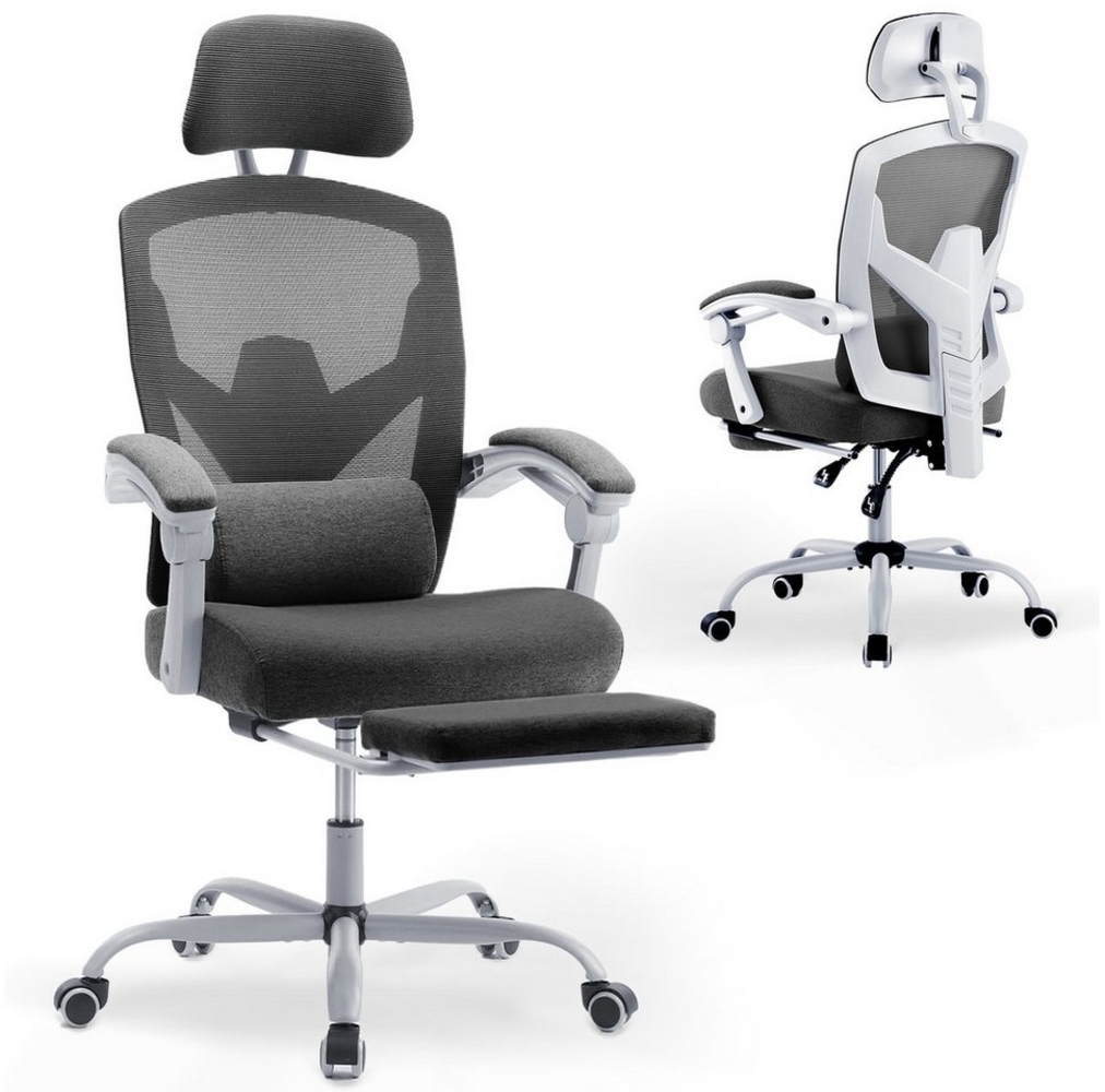 DUMOS Bürostuhl Ergonomisch Hoher Rückenlehne Office Chair, Einer Lendenwirbelstütze, Mit Fußstütz Bild 1