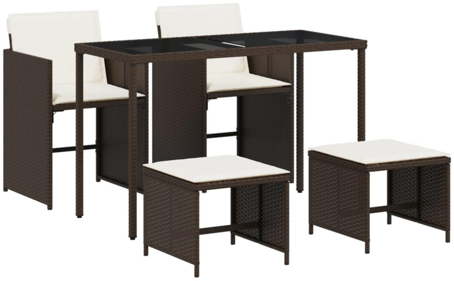 vidaXL 5-tlg. Garten-Essgruppe mit Kissen Braun Poly Rattan 365082 Bild 1