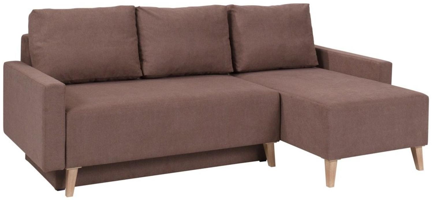 Ecksofa Schlafsofa KALMAR Braun Ottomane Rechts Bild 1