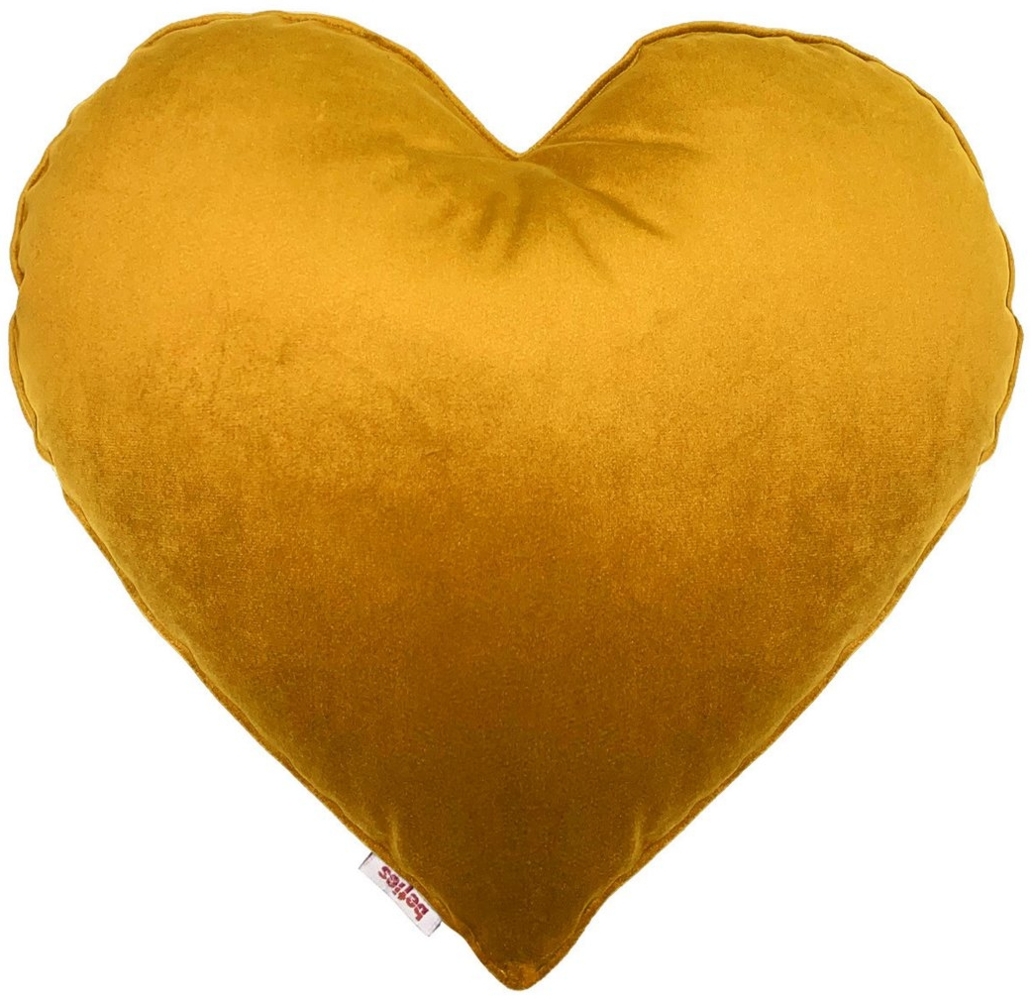 beties Dekokissen Samt&Sonders, Herz Kissen gefüllt curry-senf Bild 1