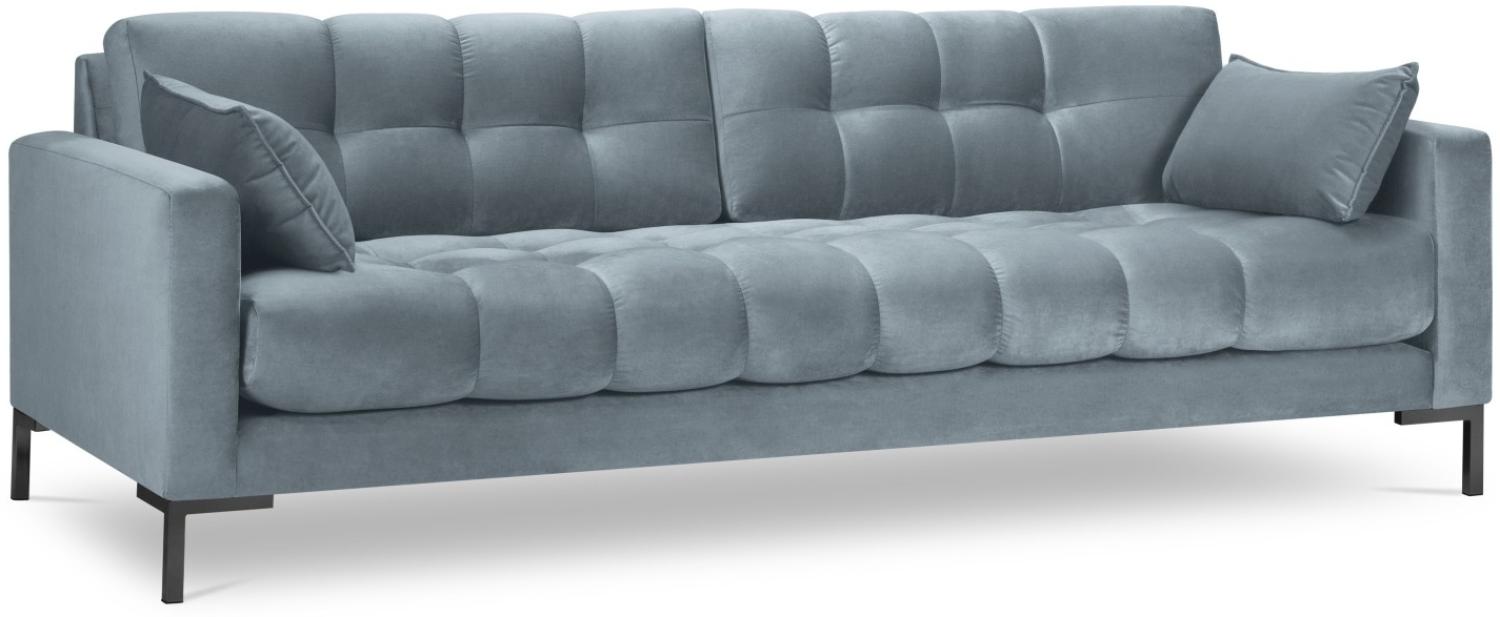 Micadoni 4-Sitzer Samtstoff Sofa Mamaia | Bezug Light Blue | Beinfarbe Black Metal Bild 1