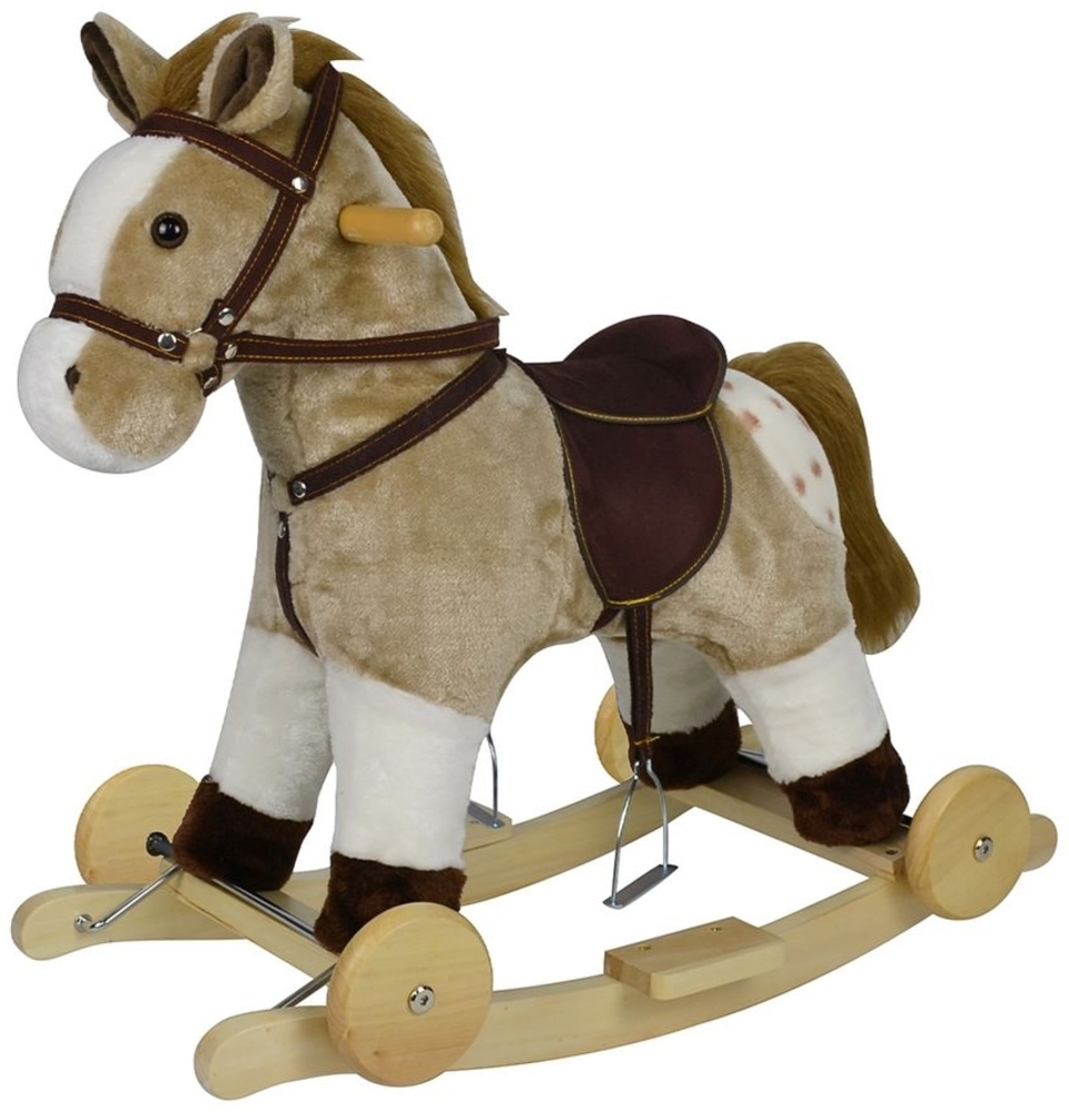 Chipolino Schaukelpferd Sound, mit Räder, sattelförmiger Sitz, Holzgriffe Plüsch braun Bild 1