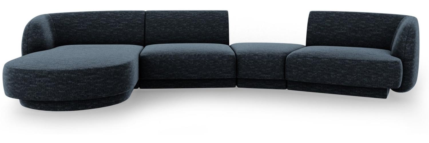 Micadoni Modulares Sofa Miley mit Recamiere 4-Sitzer Links Chenille Königsblau Bild 1