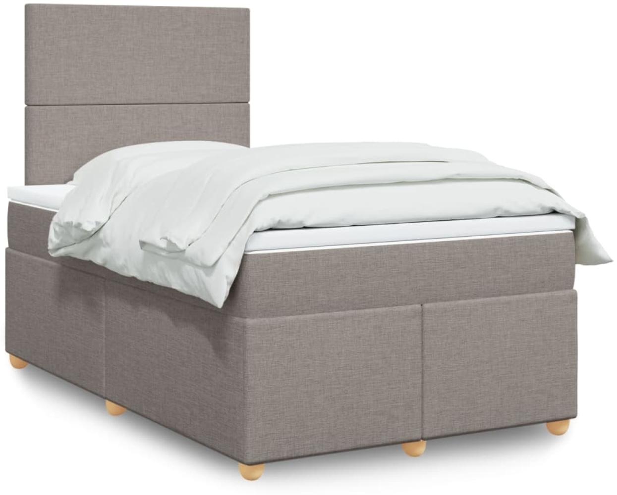 vidaXL Boxspringbett mit Matratze Taupe 120x200 cm Stoff 3293544 Bild 1