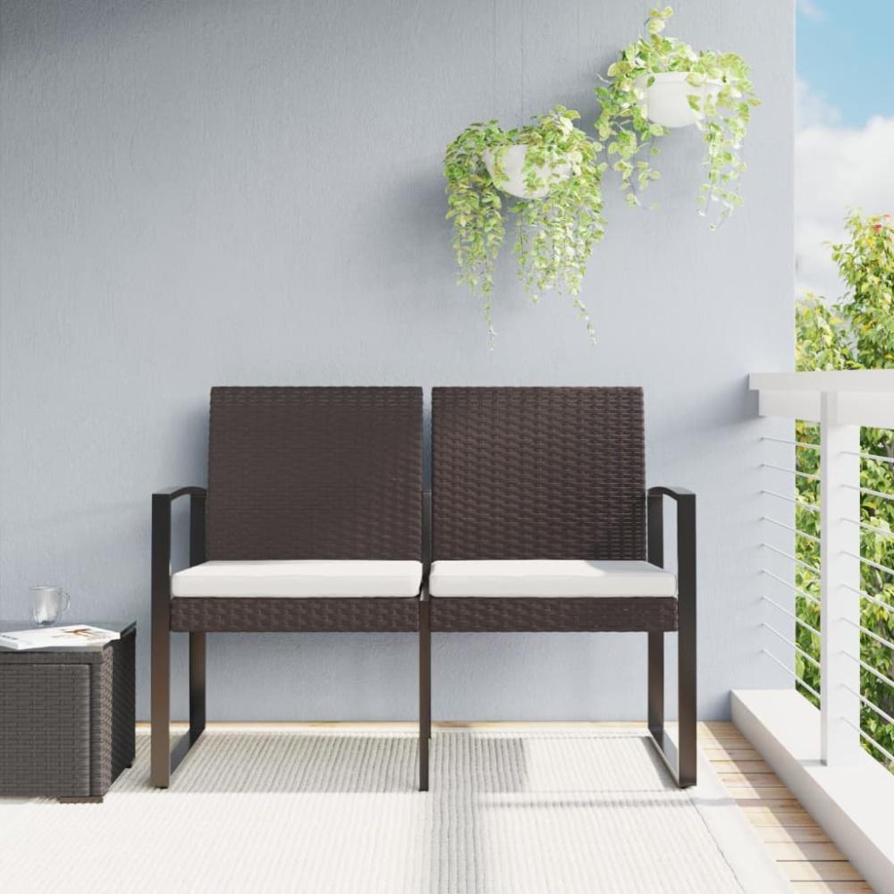 vidaXL Gartenbank 2-Sitzer mit Kissen Braun PP-Rattan 360210 Bild 1