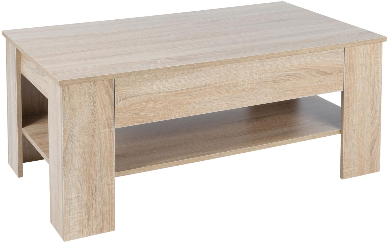 ML-DESIGN Couchtisch Sofatisch mit Schublade und Ablage, Wohnzimmertisch mit Stauraum, Moderner Holz Beistelltisch Kaffeetisch Tisch Satztisch Sonoma-Eiche Bild 1