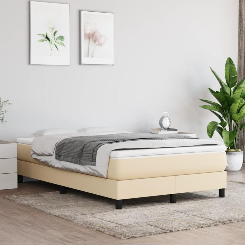 vidaXL Boxspringbett mit Matratze Creme 120x200 cm Stoff, Härtegrad: H2 [3144066] Bild 1